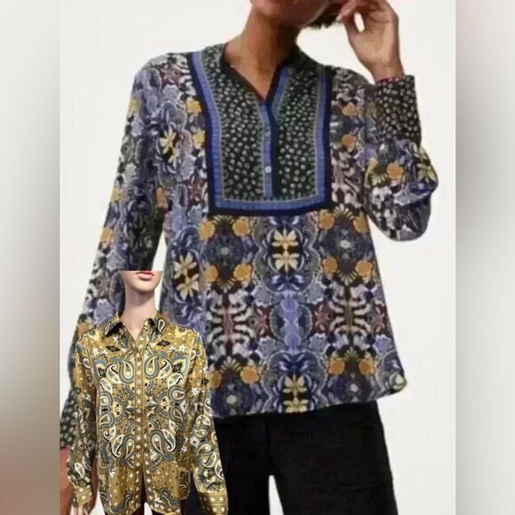 Bundle of Two Silky Blouse LOFT Rachel Zoe  Womens Blouse S Floral Boho Floral - Picture 1 of 11